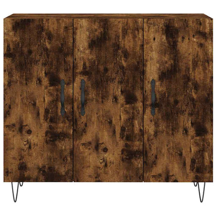 Skänk rökfärgad ek 90x34x80 cm konstruerat trä