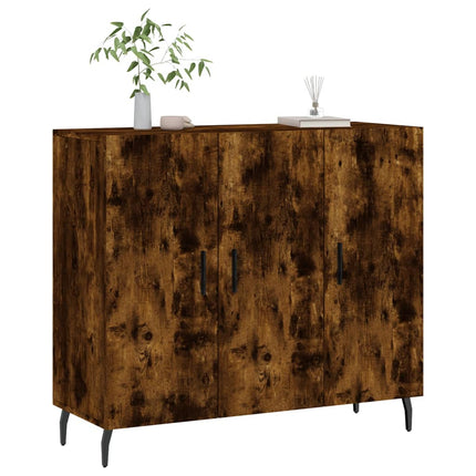 Skänk rökfärgad ek 90x34x80 cm konstruerat trä
