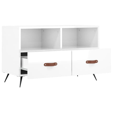 Tv-bänk vit högglans 80x36x50 cm konstruerat trä