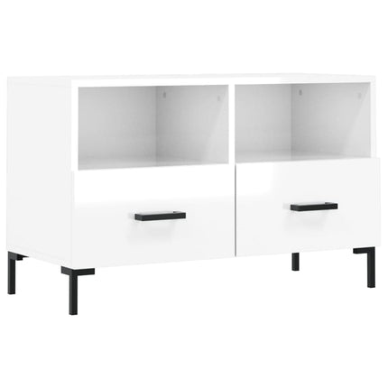 Tv-bänk vit högglans 80x36x50 cm konstruerat trä