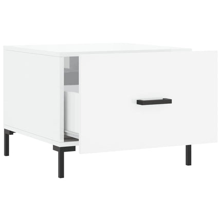 Soffbord vit högglans 50x50x40 cm konstruerat trä