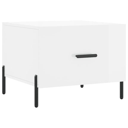 Soffbord vit högglans 50x50x40 cm konstruerat trä