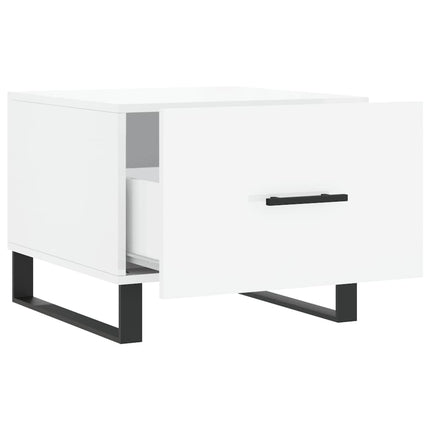 Soffbord 2 st vit högglans 50x50x40 cm konstruerat trä