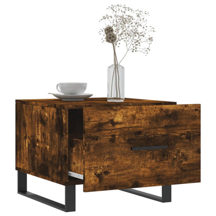Soffbord 2 st rökfärgad ek 50x50x40 cm konstruerat trä