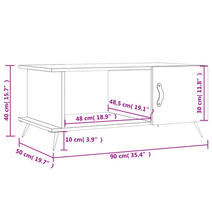 Soffbord vit 90x50x40 cm konstruerat trä