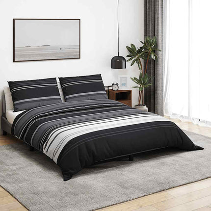 Bäddset svart och vit 135x200 cm bomull