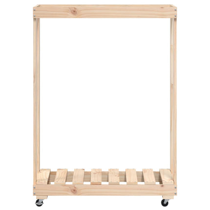 Vedställ med hjul 76,5x40x108 cm massiv furu
