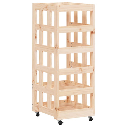Vedställ med hjul 40x49x110 cm massiv furu