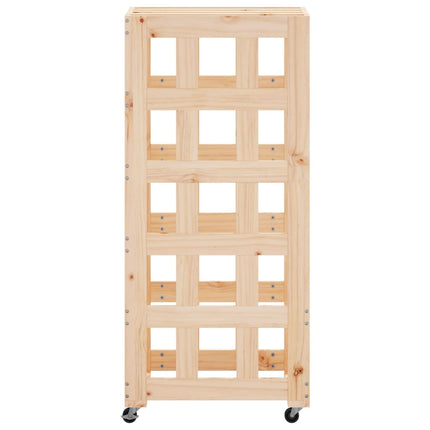 Vedställ med hjul 40x49x110 cm massiv furu