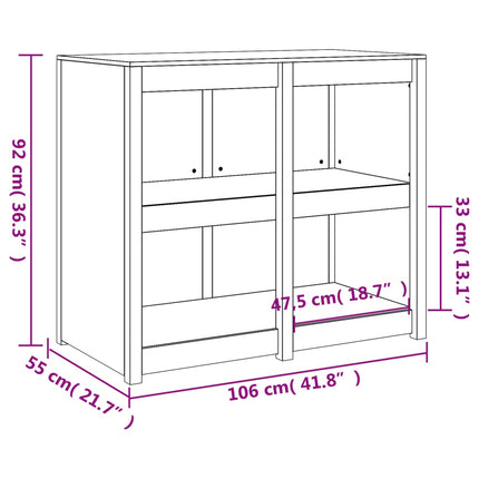 Köksskåp för utomhusbruk MEPPEL 106x55x92 cm massiv furu