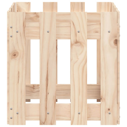 Odlingslåda med staket-design 40x40x40 cm massiv furu