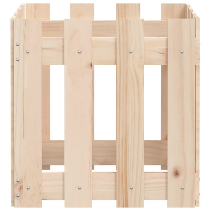 Odlingslåda med staket-design 40x40x40 cm massiv furu