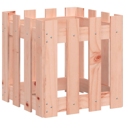 Odlingslåda med staket-design 40x40x40 cm massivt douglasträ