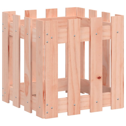 Odlingslåda med staket-design 40x40x40 cm massivt douglasträ