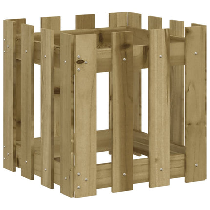 Odlingslåda med staket-design 40x40x40 cm impregnerat furu