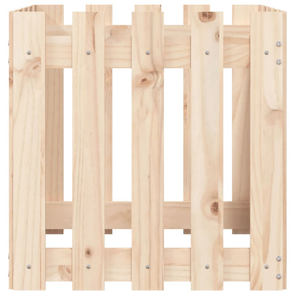 Odlingslåda med staket-design 50x50x50 cm massiv furu