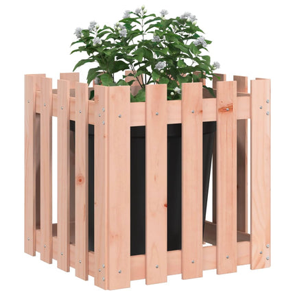 Odlingslåda med staket-design 50x50x50 cm massivt douglasträ