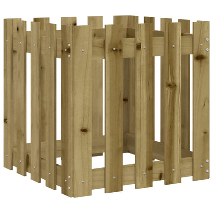 Odlingslåda med staket-design 50x50x50 cm impregnerat furu