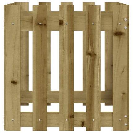 Odlingslåda med staket-design 50x50x50 cm impregnerat furu