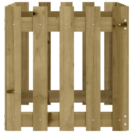 Odlingslåda med staket-design 50x50x50 cm impregnerat furu