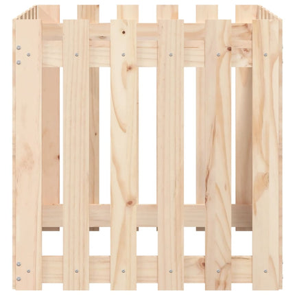 Odlingslåda med staket-design 60x60x60 cm massiv furu