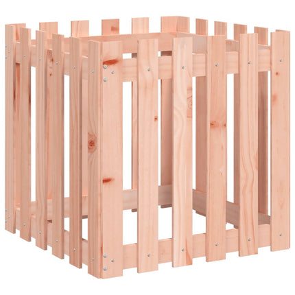 Odlingslåda med staket-design 60x60x60 cm massivt douglasträ