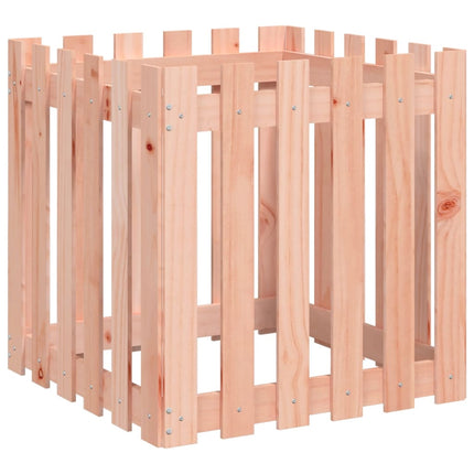 Odlingslåda med staket-design 60x60x60 cm massivt douglasträ