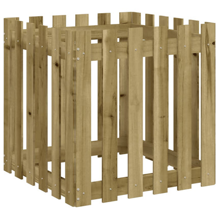 Odlingslåda med staket-design 60x60x60 cm impregnerat furu