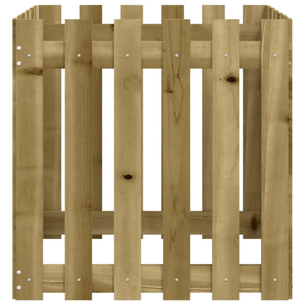Odlingslåda med staket-design 60x60x60 cm impregnerat furu