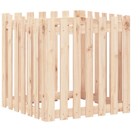 Odlingslåda med staket-design 70x70x70 cm massiv furu