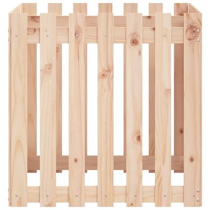Odlingslåda med staket-design 70x70x70 cm massiv furu