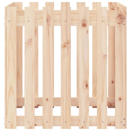 Odlingslåda med staket-design 70x70x70 cm massiv furu