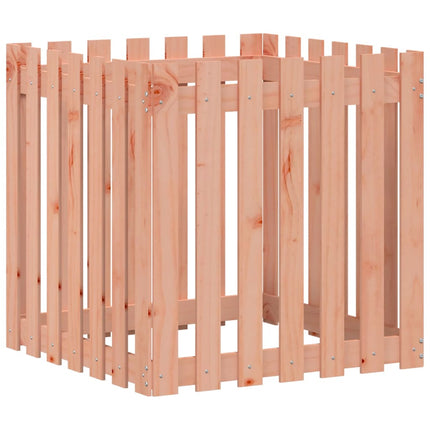 Odlingslåda med staket-design 70x70x70 cm massivt douglasträ