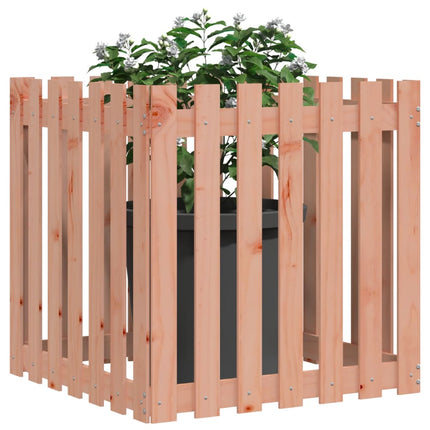 Odlingslåda med staket-design 70x70x70 cm massivt douglasträ