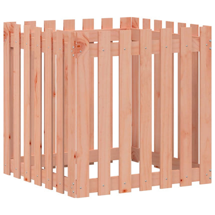 Odlingslåda med staket-design 70x70x70 cm massivt douglasträ