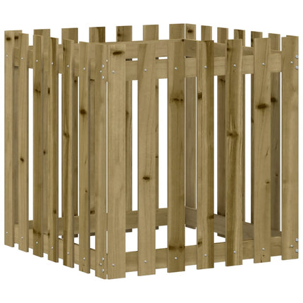 Odlingslåda med staket-design 70x70x70 cm impregnerat furu