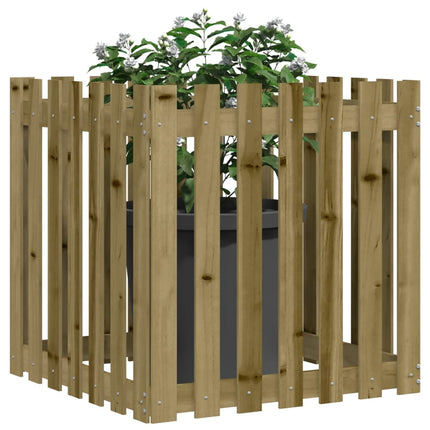 Odlingslåda med staket-design 70x70x70 cm impregnerat furu
