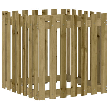 Odlingslåda med staket-design 70x70x70 cm impregnerat furu