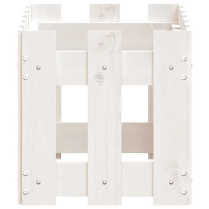 Odlingslåda med staket-design vit 60x30x30 cm massiv furu