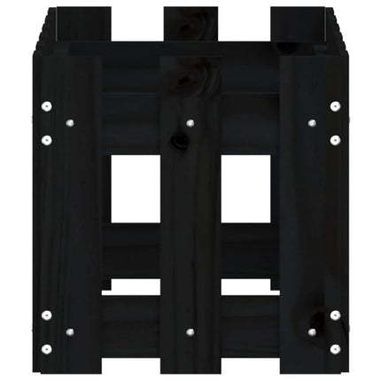 Odlingslåda med staket-design svart 60x30x30 cm massiv furu