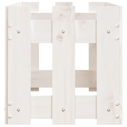 Odlingslåda med staket-design vit 100x30x30 cm massiv furu