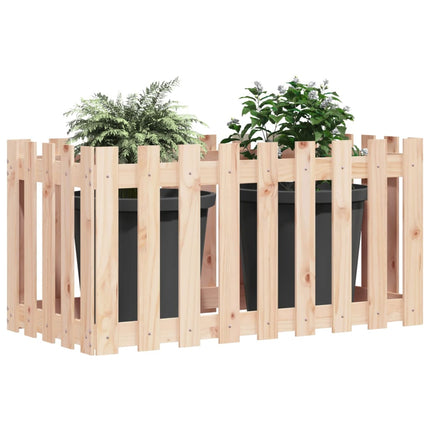 Odlingslåda med staket-design 100x50x50 cm massiv furu
