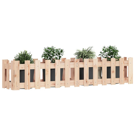 Odlingslåda med staket-design 150x30x30 cm massiv furu