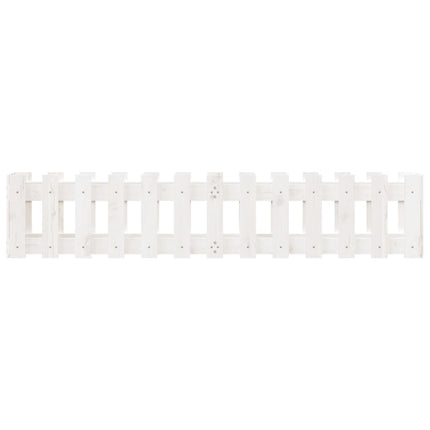 Odlingslåda med staket-design vit 150x30x30 cm massiv furu
