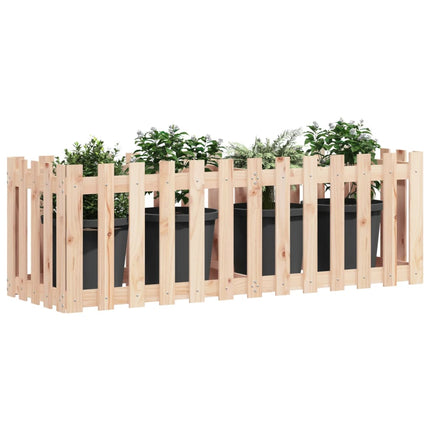 Odlingslåda med staket-design 150x50x50 cm massiv furu