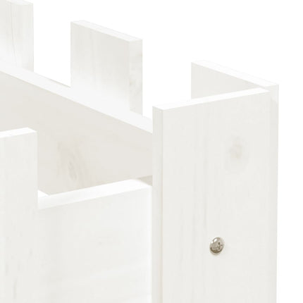 Odlingslåda med staket-design vit 200x30x30 cm massiv furu