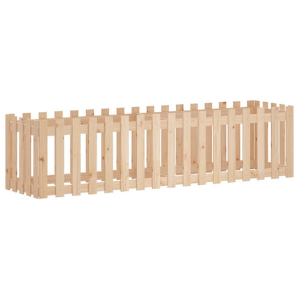Odlingslåda med staket-design 200x50x50 cm massiv furu