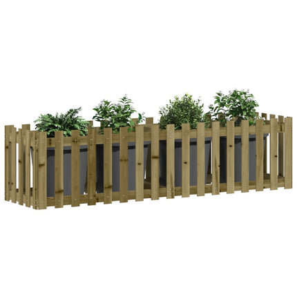 Odlingslåda med staket-design 200x50x50 cm impregnerad furu