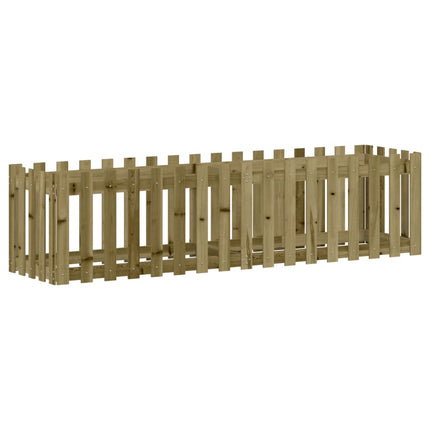 Odlingslåda med staket-design 200x50x50 cm impregnerad furu
