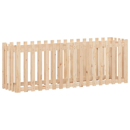 Odlingslåda med staket-design 200x50x70 cm massiv furu